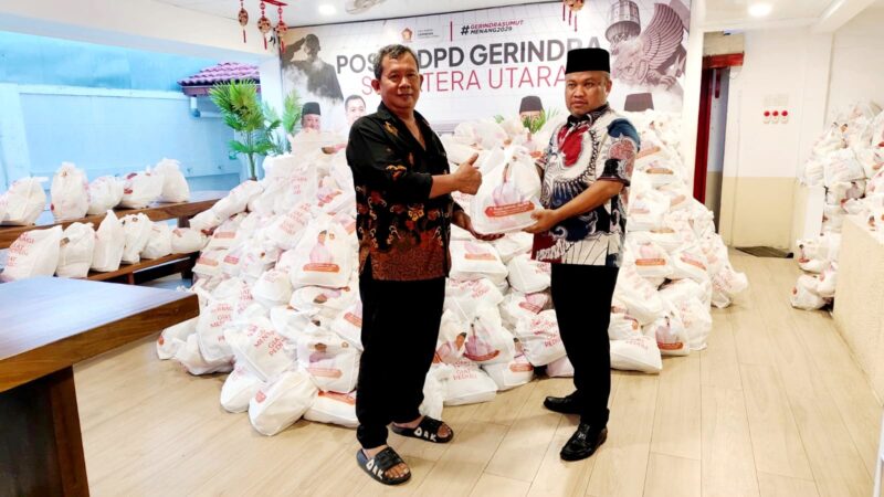 Gerindra Sumut Bagikan 10.000 Sembako untuk Warga saat HUT ke-18 Partai
