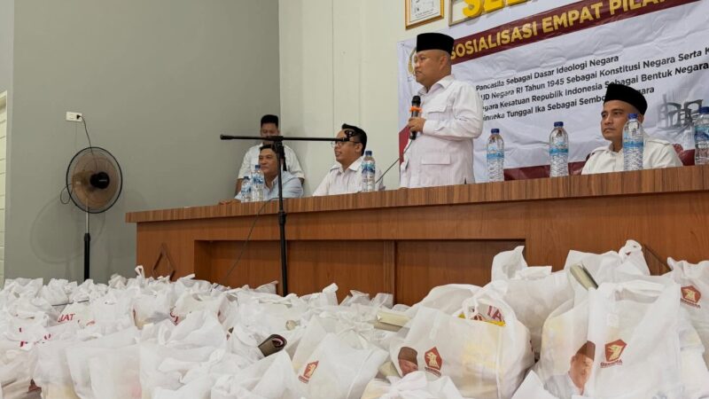 HUT Gerindra ke-18, Wakil Ketua Komisi XIII DPR RI Sugiat Santoso Temui Warga Langkat