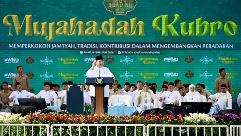 Presiden Prabowo Hadiri Mujahadah Kubro Satu Abad NU di Malang, Teguhkan Sinergi Ulama dan Negara