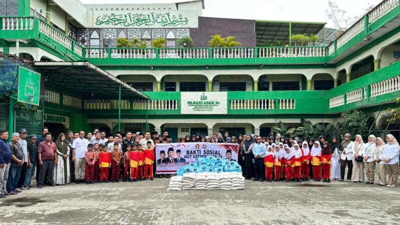 HUT ke-18 Gerindra, Wakil Ketua DPRD Medan Fraksi Gerindra Bantu Panti Asuhan Bani Adam di Medan Deli