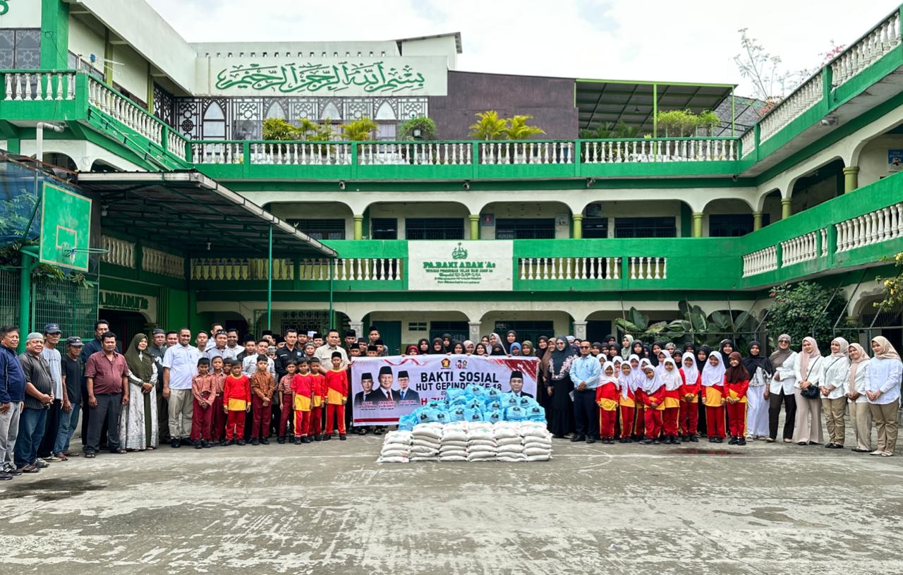 HUT ke-18 Gerindra, Wakil Ketua DPRD Medan Fraksi Gerindra Bantu Panti Asuhan Bani Adam di Medan Deli