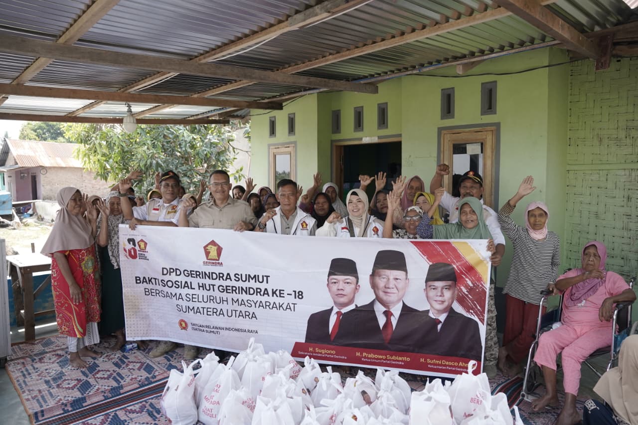 Sayap Partai Bergerak :  Satria Bergerak di HUT Gerindra ke-18, Salurkan Bantuan untuk Warga Deli Serdang