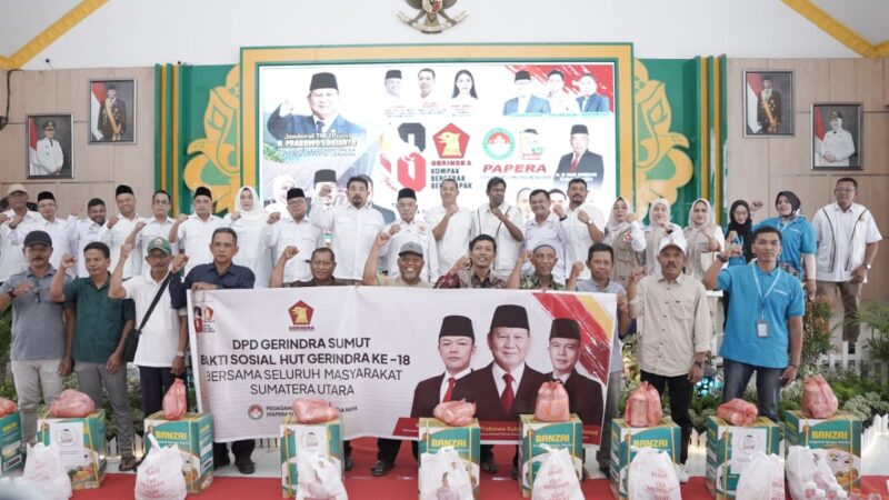 Sayap Partai Bergerak : Peringati HUT Gerindra ke-18, PAPERA Sumut Gelar Bakti Sosial di Kabupaten Langkat