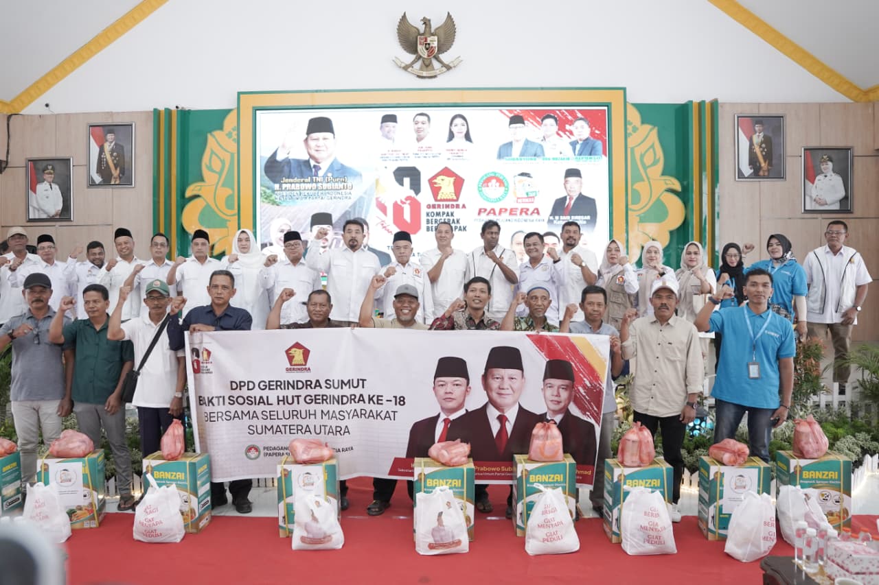 Sayap Partai Bergerak : Peringati HUT Gerindra ke-18, PAPERA Sumut Gelar Bakti Sosial di Kabupaten Langkat