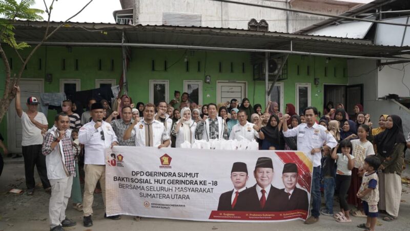 HUT Gerindra ke-18, Kesira Sumut Gelar Cek Kesehatan dan Bagi Sembako