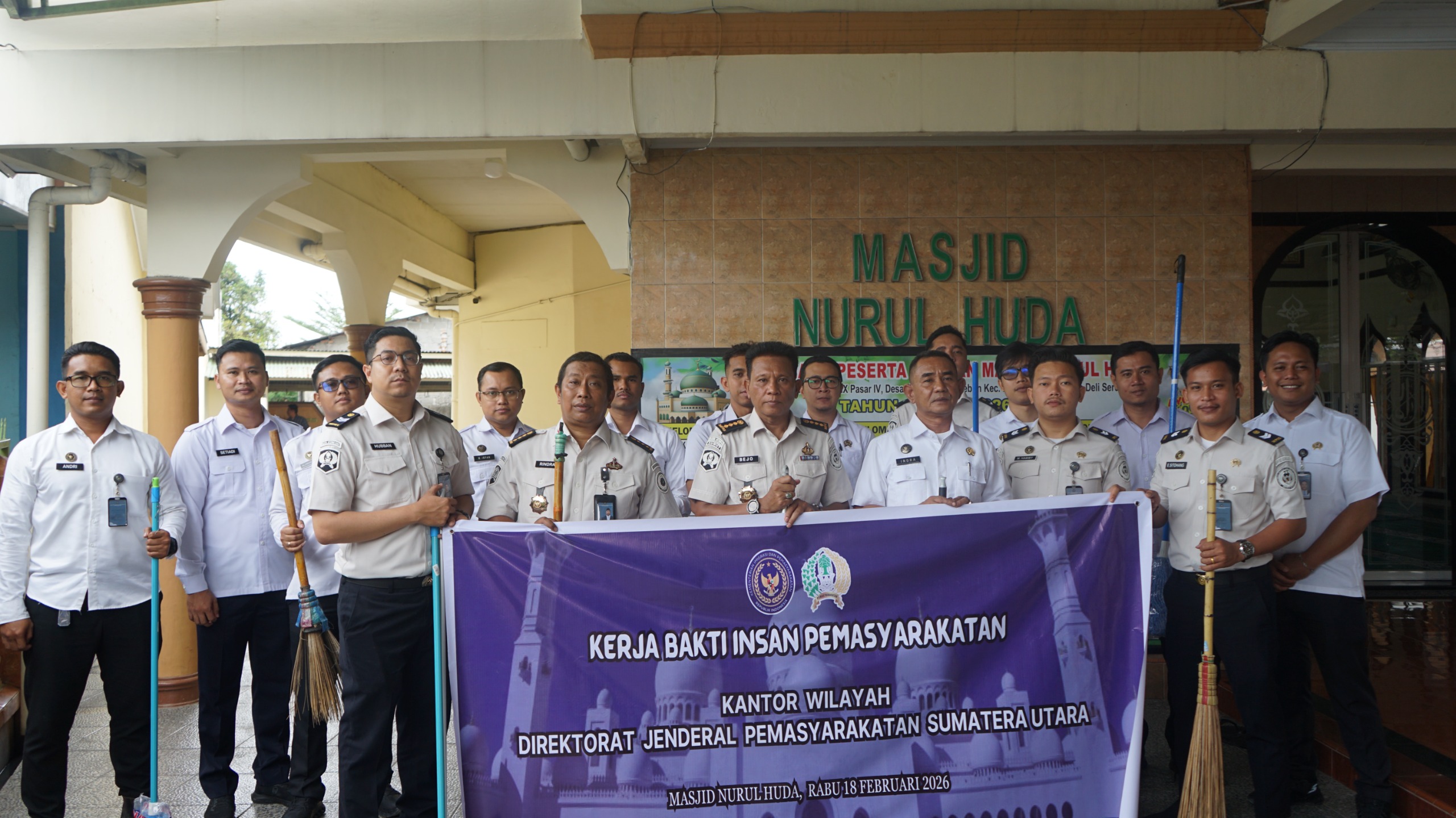 Wujud Kepedulian Sosial, Kanwil Ditjenpas Sumut Kerja Bakti di Masjid Nurul Huda Jelang Ramadhan 1447 H/2026