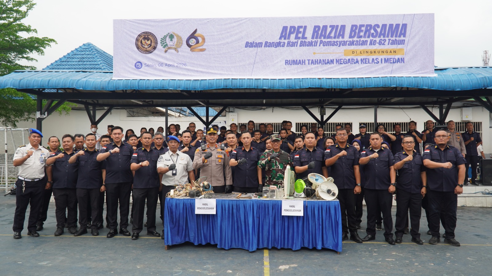 Rutan Kelas I Medan Gelar Apel dan Razia Gabungan dalam Rangka Peringatan HBP ke-62 Tahun 2026