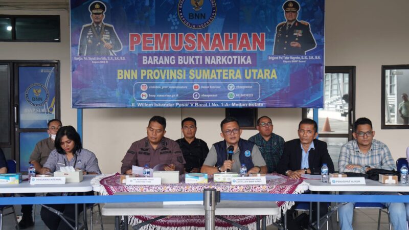 BNNP Sumatera Utara Musnahkan Barang Bukti Narkotika Hasil Pengungkapan Kasus