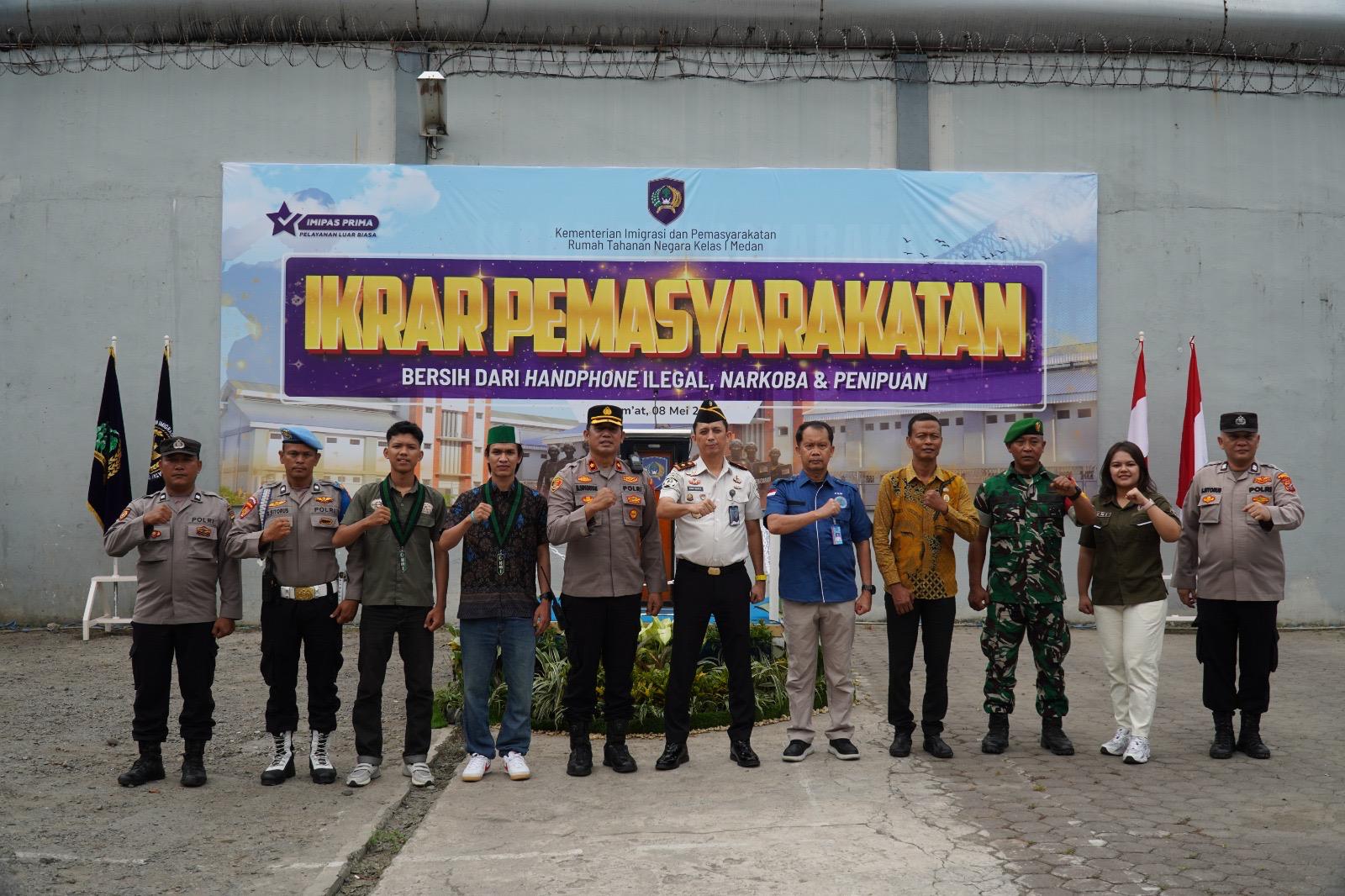Rutan Kelas I Medan Gelar Apel Ikrar Bersama, Tegaskan Komitmen Bersih dari Handphone Ilegal, Narkoba dan Penipuan