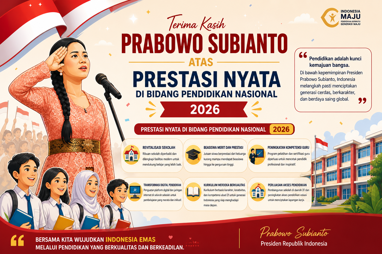 Hardiknas 2026, Bunda Yin Optimis Bersama Presiden Prabowo Pendidikan Nasional Semakin Baik