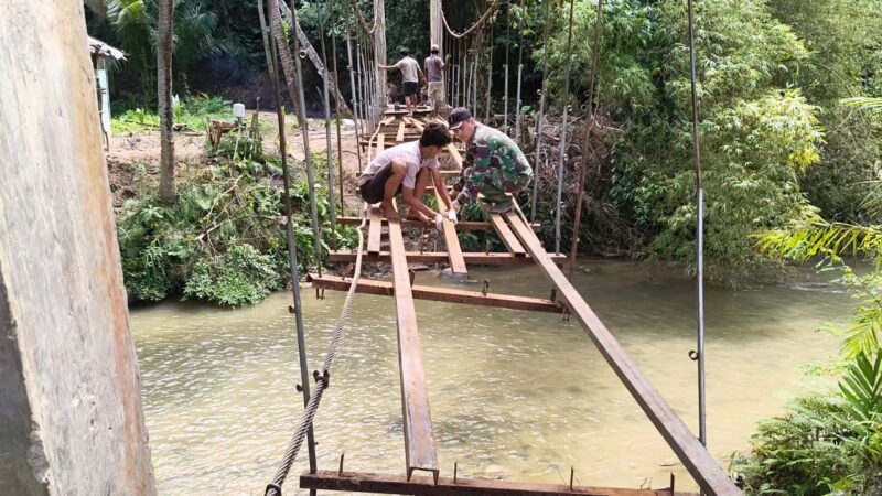 Kodim 0212/TS Rampungkan Jembatan Perintis Garuda di Padang Bolak Julu, Akses Warga Kembali Normal