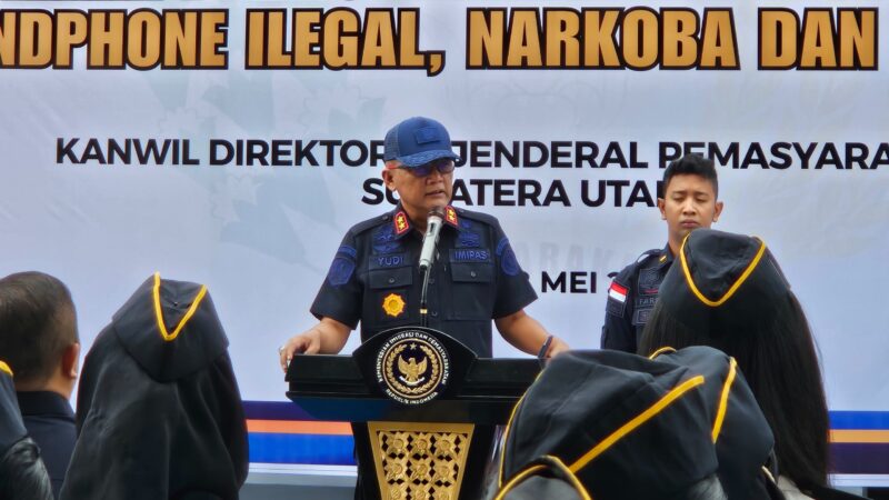 Kanwil Ditjenpas Sumut Gelar Apel dan Ikrar Bersama “Pemasyarakatan Bersih dari Handphone Ilegal, Narkoba, dan Penipuan”