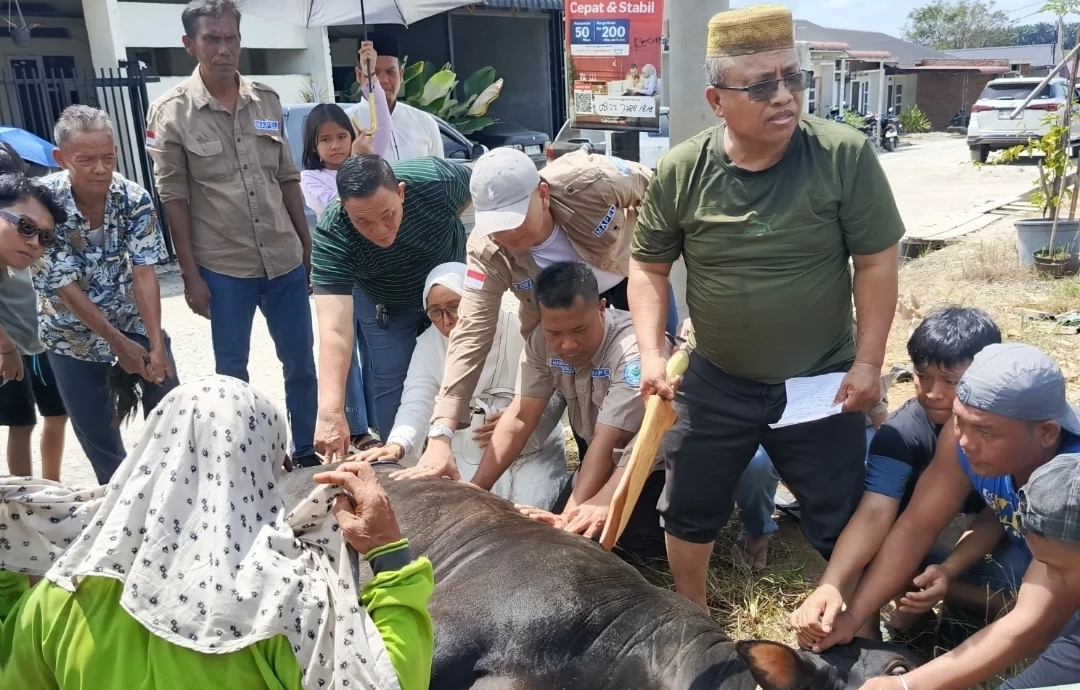 Anggota DPRD Deli Serdang Dahnil Ginting Salurkan Hewan Kurban untuk Mushola Al Falah dan Masyarakat Sampali
