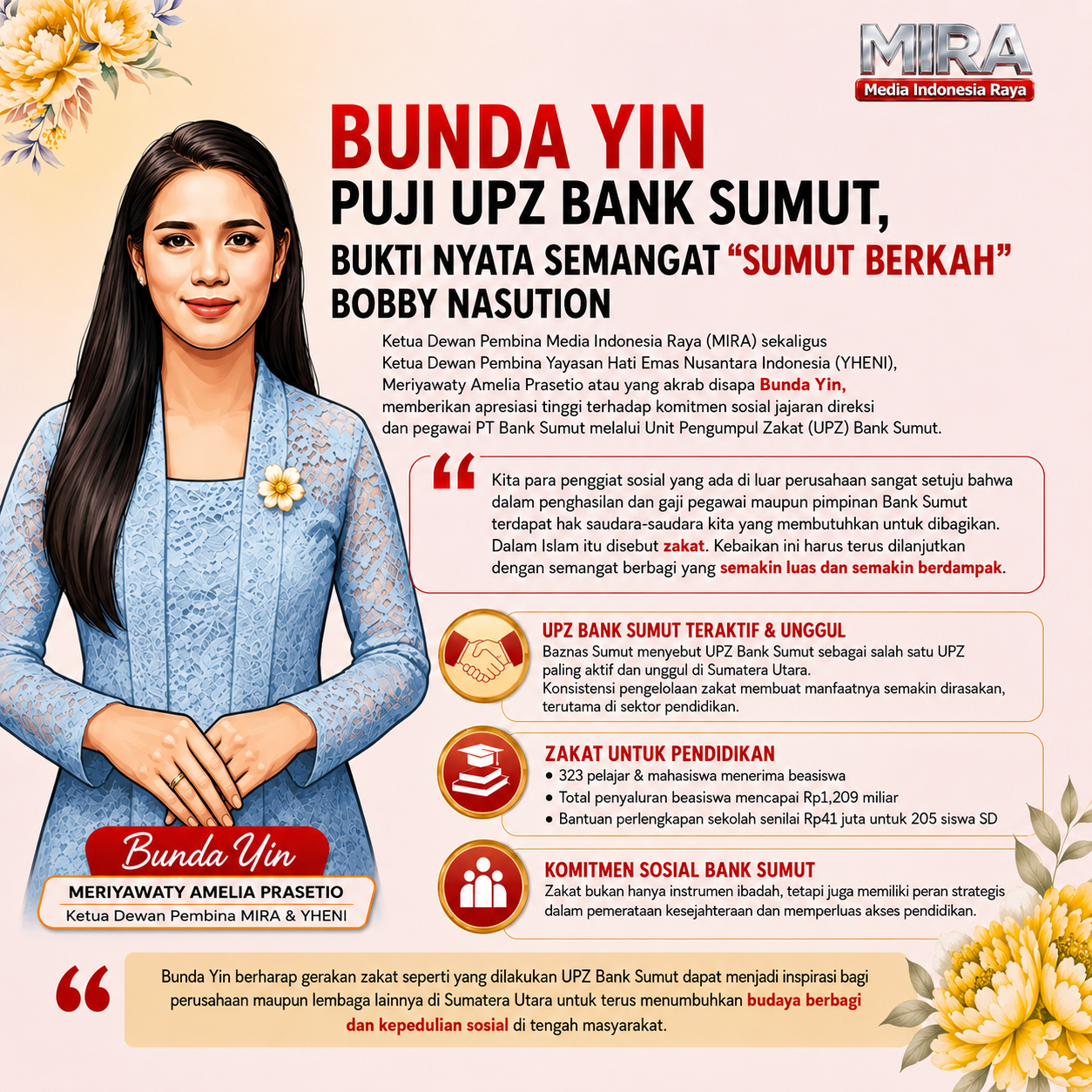 Bunda Yin Puji UPZ Bank Sumut, Bukti Nyata Semangat “Sumut Berkah” Bobby Nasution