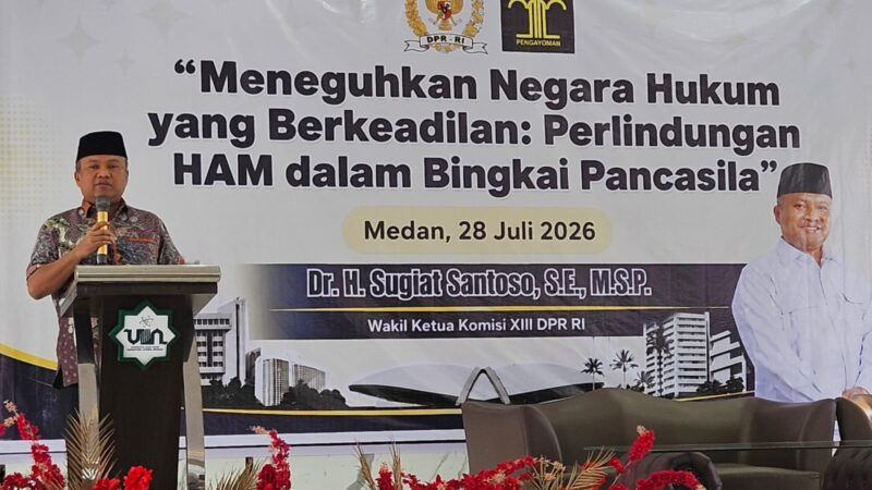 Sugiat Santoso Tegaskan Bahaya Main Hakim Sendiri dalam Sosialisasi Hukum Kementerian Hukum dan Komisi XIII DPR RI di UIN Sumut