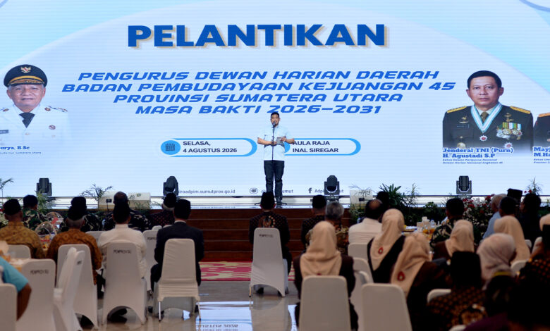 Pelantikan DHD 45 Sumut, Bobby Nasution Ajak Generasi Muda Gelorakan Semangat Juang ’45