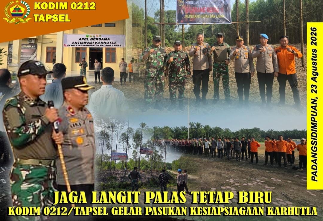 “Jaga Langit Palas Tetap Biru” Kodim 0212/Tapsel, Polres Palas dan BPBD Gelar Apel Kesiapsiagaan Karhutla