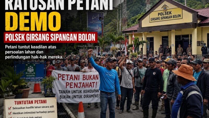 Ratusan Petani Demo Polsek Girsang Sipangan Bolon  