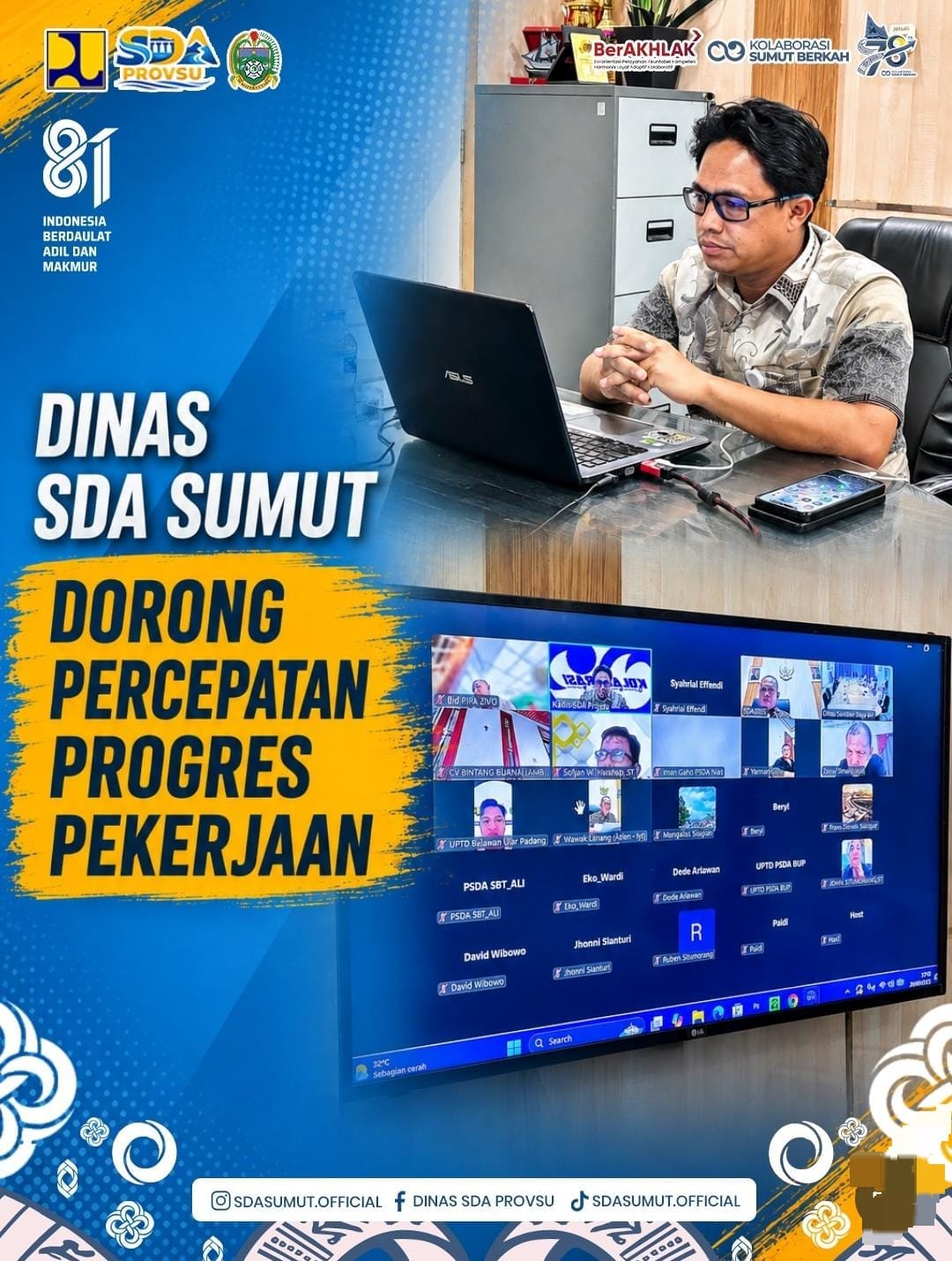 Plt. Kadis SDA Sumut Pimpin Rapat Percepatan, Tekankan Progres Optimal dan Tepat Waktu