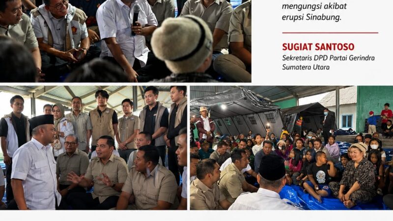 Gerindra Sumut Kunjungi Pengungsi Sinabung, Sugiat: Solidaritas Antar Sesama Anak Bangsa