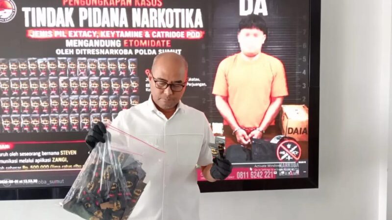 Polisi Sita 3.959 Ekstasi dan 223 Vape Getar dari Rumah di Medan Perjuangan