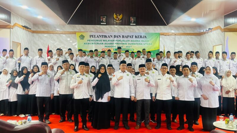 Lantik Pengurus Wilayah POKJALUH Sumut Periode 2026–2030, Kakanwil Kemenag Sumut Tekankan Pemahaman Tupoksi Penyuluh Agama