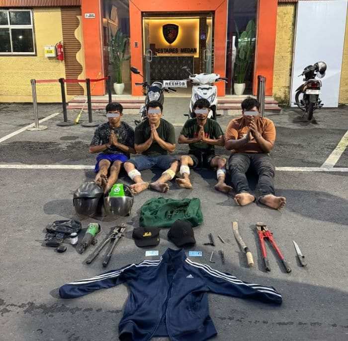 Polisi Amankan Empat Komplotan Curanmor di Medan , Dua Pelaku Ditembak