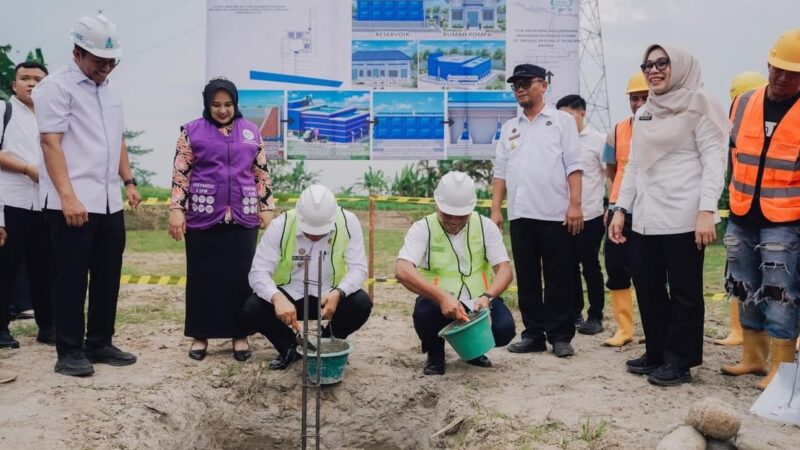 Bupati bersama Wakil Bupati Deli Serdang Letakkan Batu Pertama Pembangunan Water Treatment Plant di Beringin