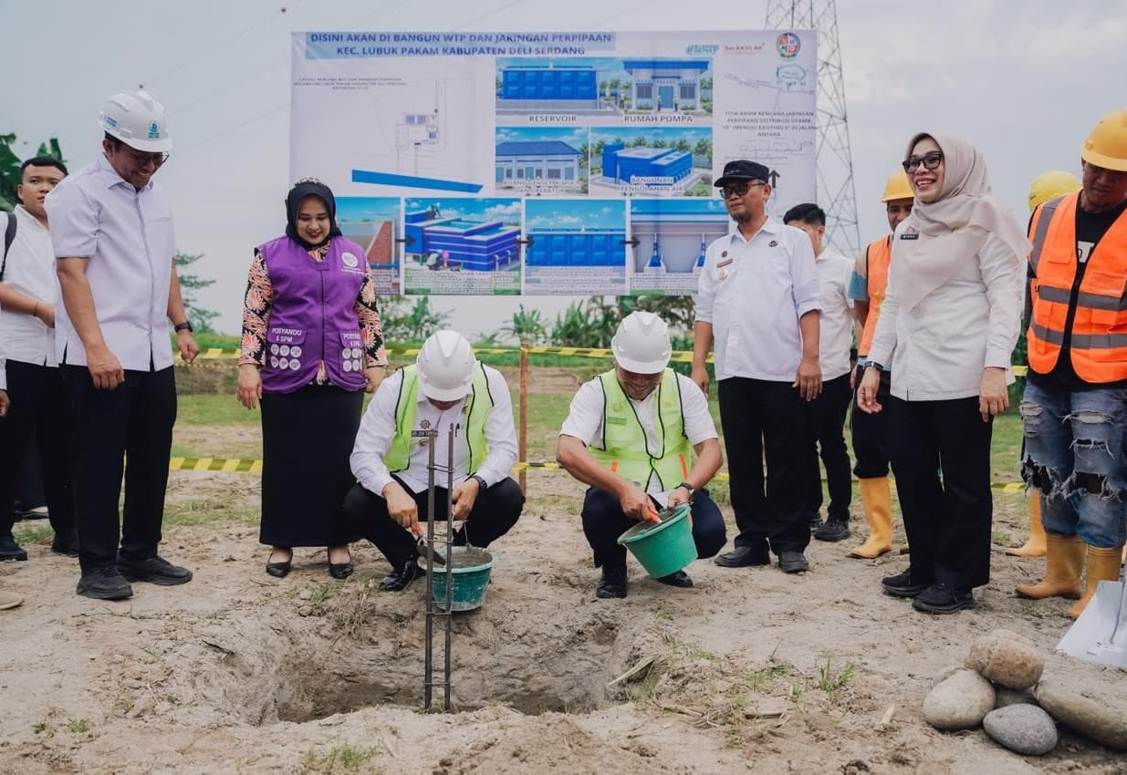 Bupati bersama Wakil Bupati Deli Serdang Letakkan Batu Pertama Pembangunan Water Treatment Plant di Beringin
