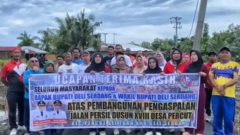 Puluhan Tahun Dinanti, Jalan Persil Dusun XVIII Desa Percut-Deli Serdang Diaspal