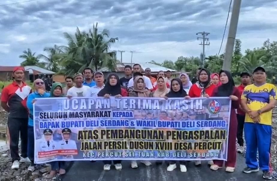 Puluhan Tahun Dinanti, Jalan Persil Dusun XVIII Desa Percut-Deli Serdang Diaspal