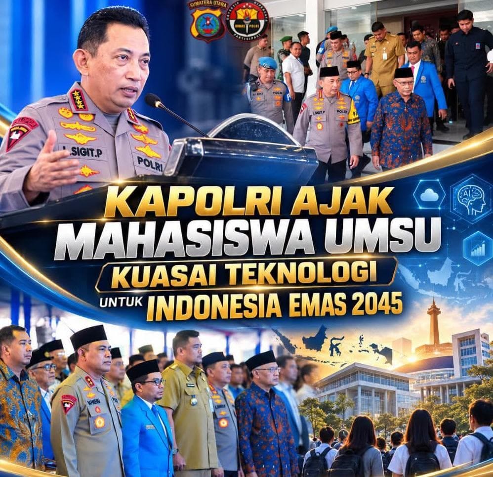 Kapolri Ajak Mahasiswa UMSU Kuasai Teknologi untuk Indonesia Emas 2045