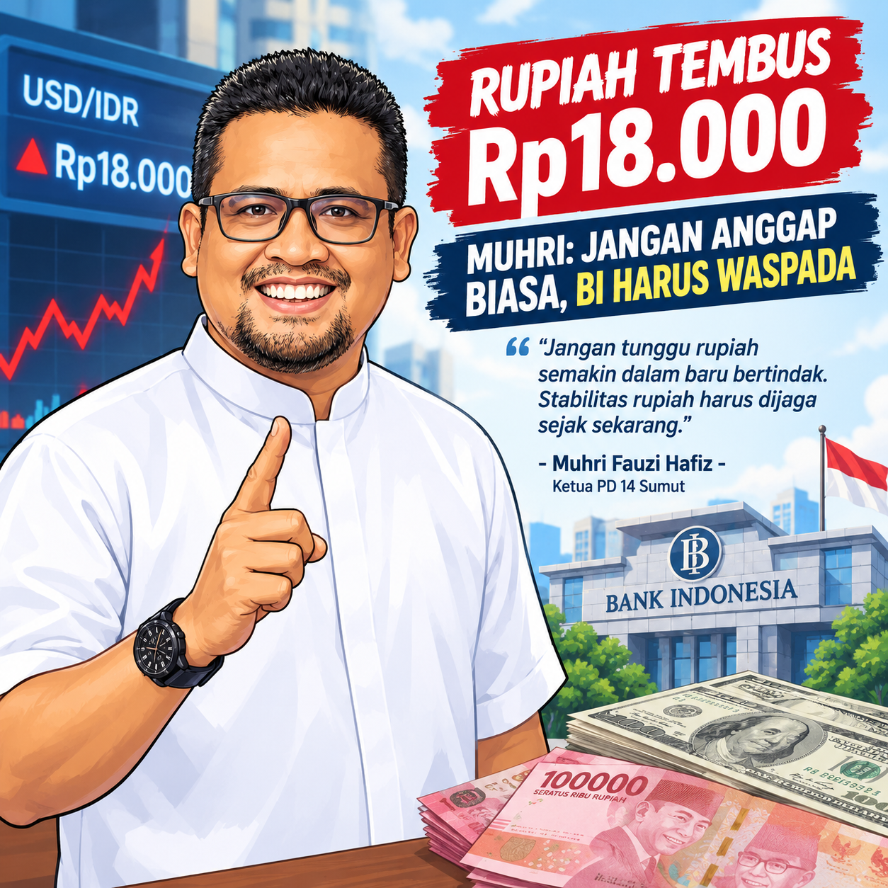 Rupiah Tembus Rp18.000, Muhri Fauzi: Jangan Anggap Biasa, BI Harus Waspada