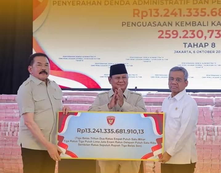 Disaksikan Prabowo Subianto, Satgas PKH Serahkan Uang Sebesar Rp. 13,2 Triliun