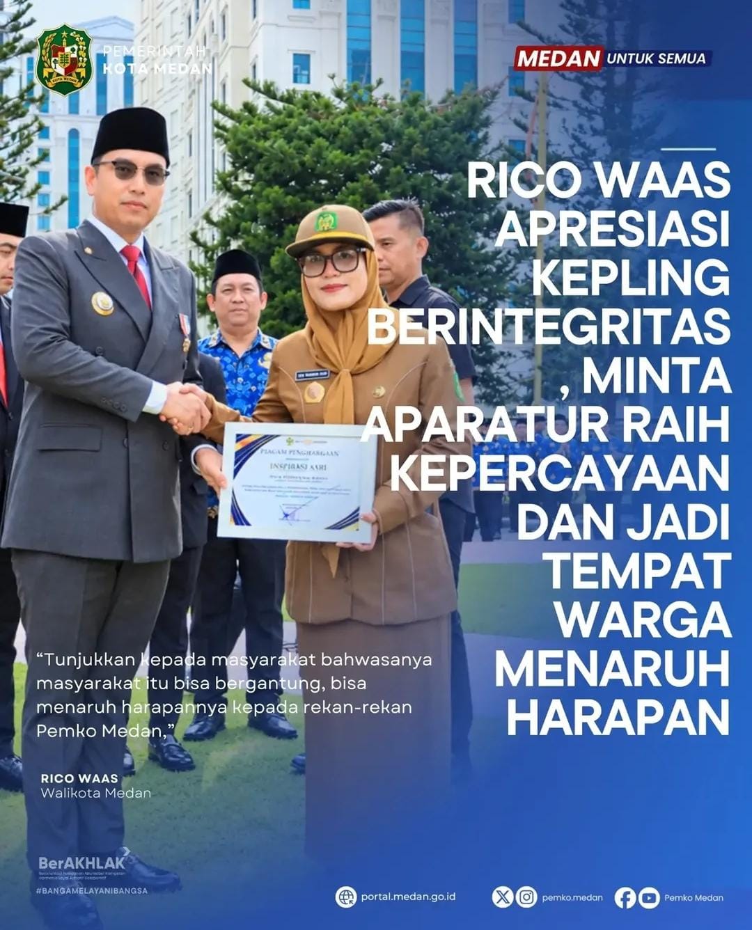 Rico Waas Beri Penghargaan Kepling Berintegritas
