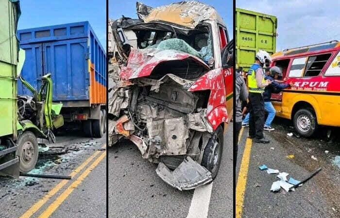 Kabut Asap Diduga Picu Tabrakan Beruntun di Jalinsum Perbaungan, Sopir Angkot dan Truk Terjepit