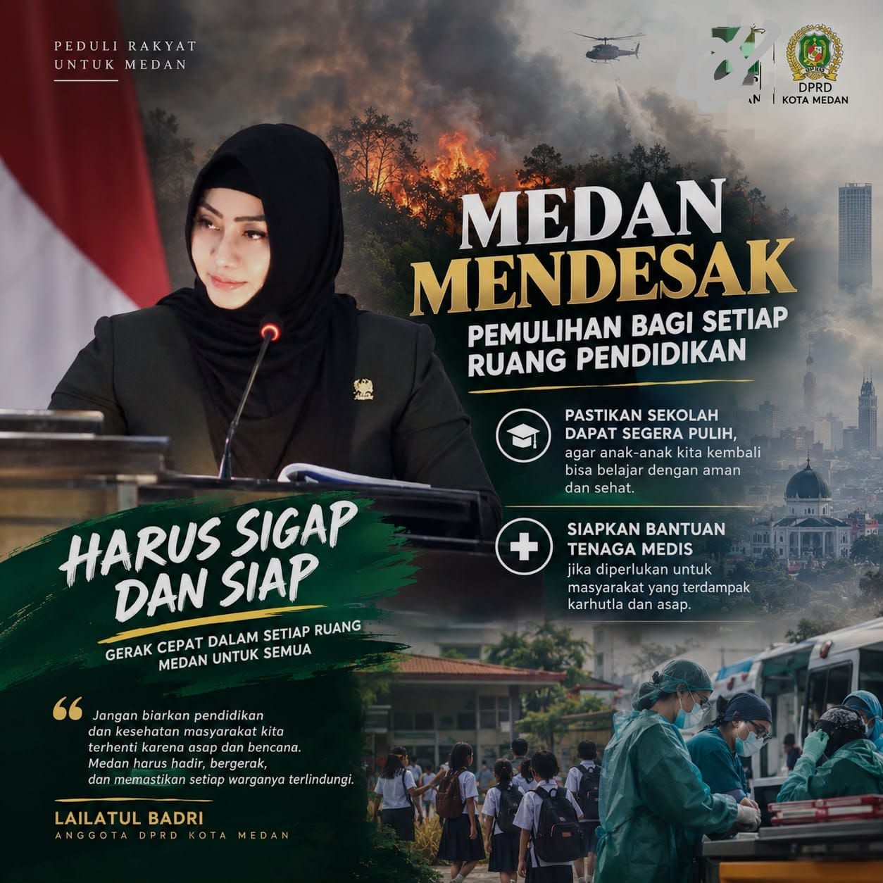 Udara Kota Medan Tak Sehat, Lailatul Badri Desak Rico Waas Liburkan Siswa Demi Kesehatan
