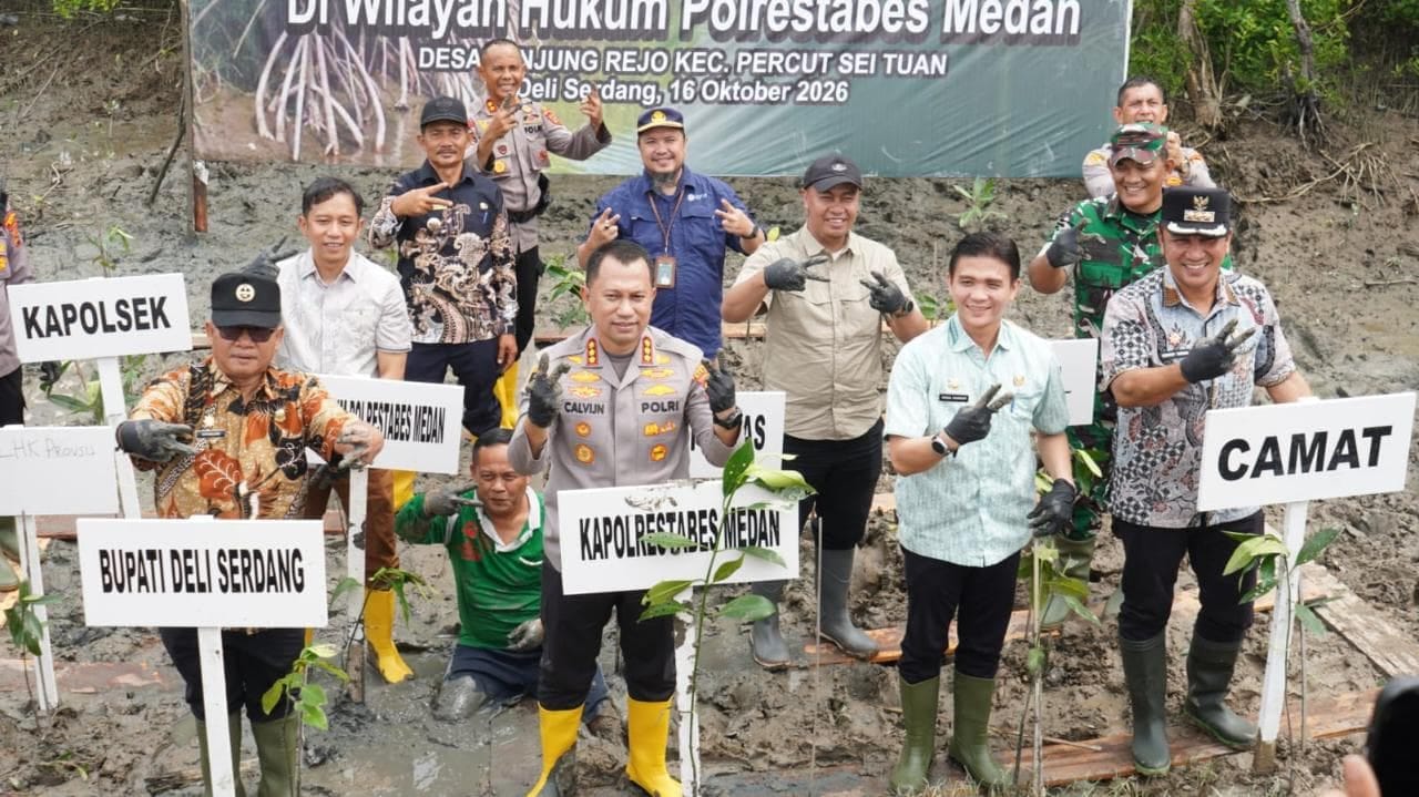 Pemkab Deli Serdang Dukung Pelestarian Pesisir 1.994 Bibit Mangrove Ditanam di Tanjung Rejo-Percut Sei Tuan
