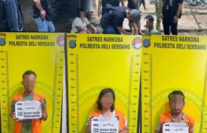 Polresta Deli Serdang bersama BNNK Deli Serdang Gelar Operasi Sarang Narkoba di Biru-Biru, Tiga Orang Diamankan