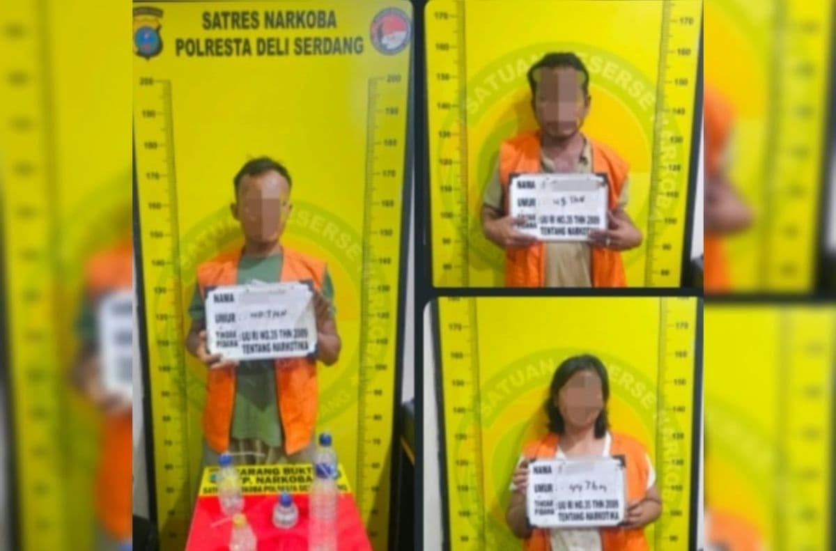 Polresta Deli Serdang dan BNNK Amankan Tiga Orang Terkait Sabu di Biru-Biru