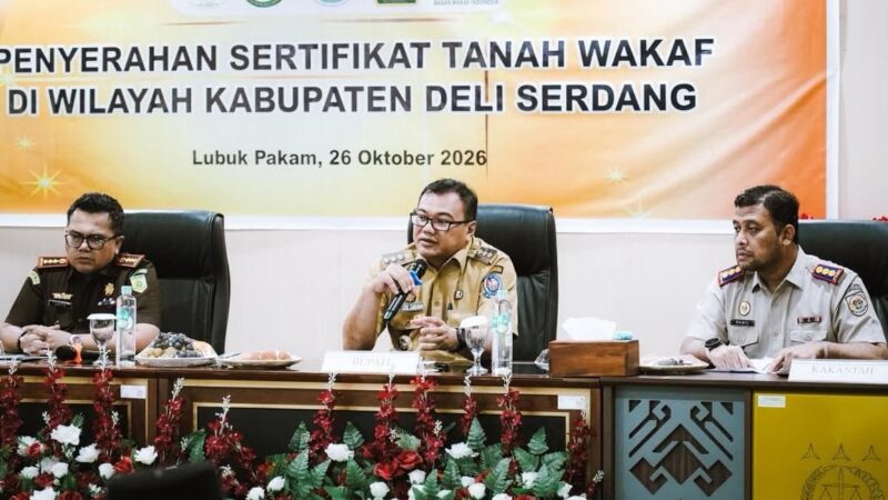 Perkuat Kepastian Hukum, Delapan Sertifikat Tanah Wakaf di Deli Serdang Diserahkan